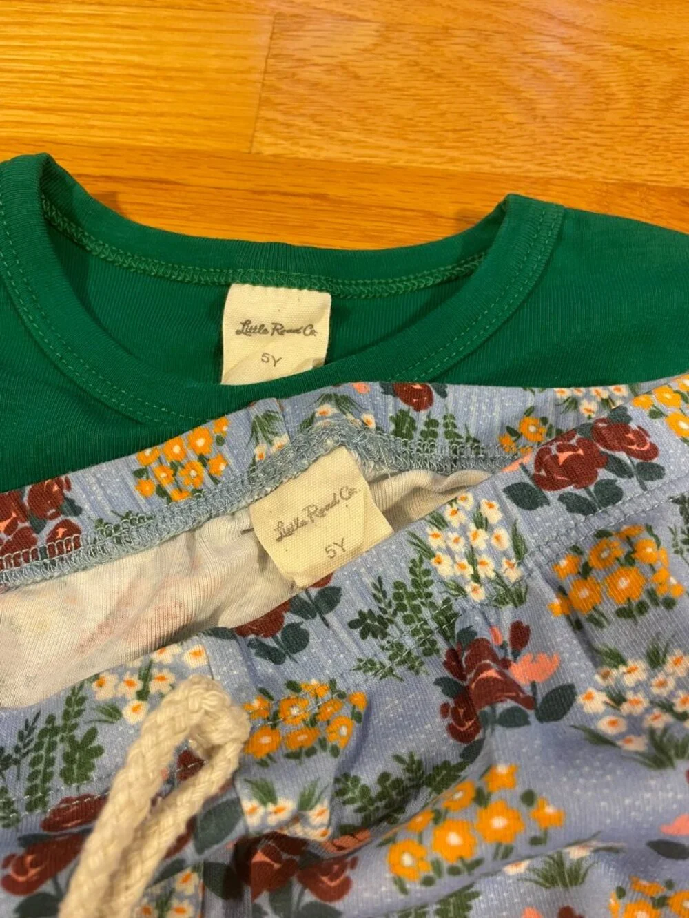 Little Road Co. Green Top & Floral Pants | Size 5Y